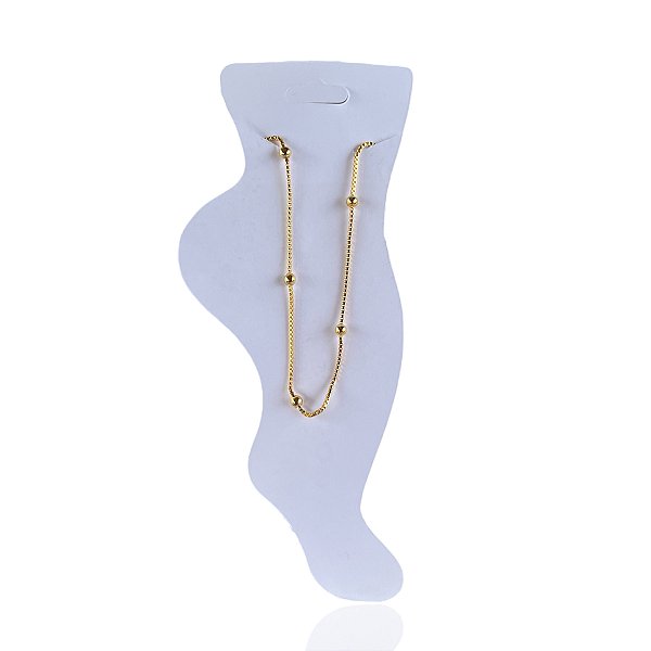 Tornozeleira Folheada Ouro 18k e Prata 925 Bolinhas