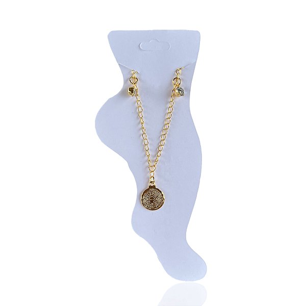 Tornozeleira Folheada Ouro 18k e Prata 925 Pai Nosso