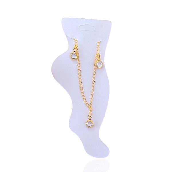 Tornozeleira Folheada Ouro 18k e Prata 925 Ponto de Luz