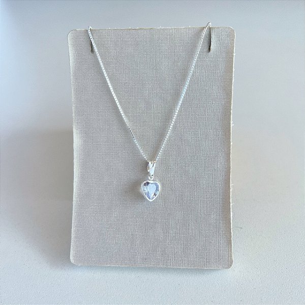 Colar Folheado Prata 925 Ponto de Luz Coração