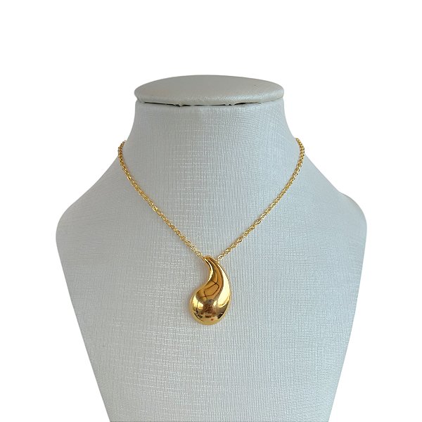 Colar Folheado Ouro 18k e Prata 925 Gota Vírgula