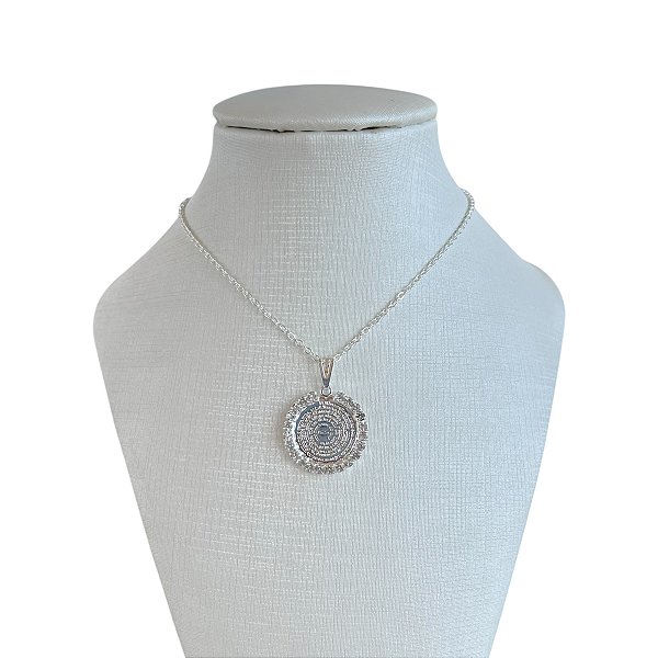 Colar Folheado Prata 925 Pai Nosso Strass