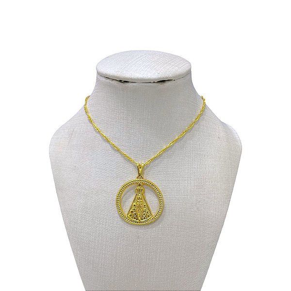 Colar Folheado Ouro 18k Nossa Senhora