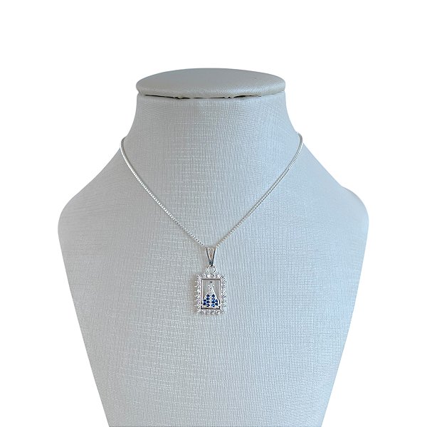 Colar Folheado Prata 925 Nossa Senhora Cravejada