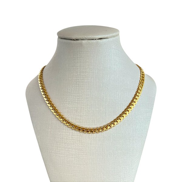 Choker Folheada Ouro 18k e Prata 925 Grume Laminada