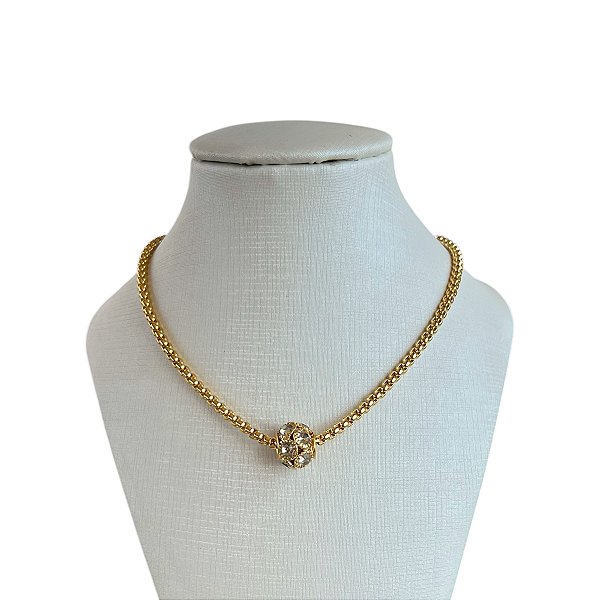 Colar Folheado Ouro 18k e Prata 925 Correntaria Berloque Cravejado