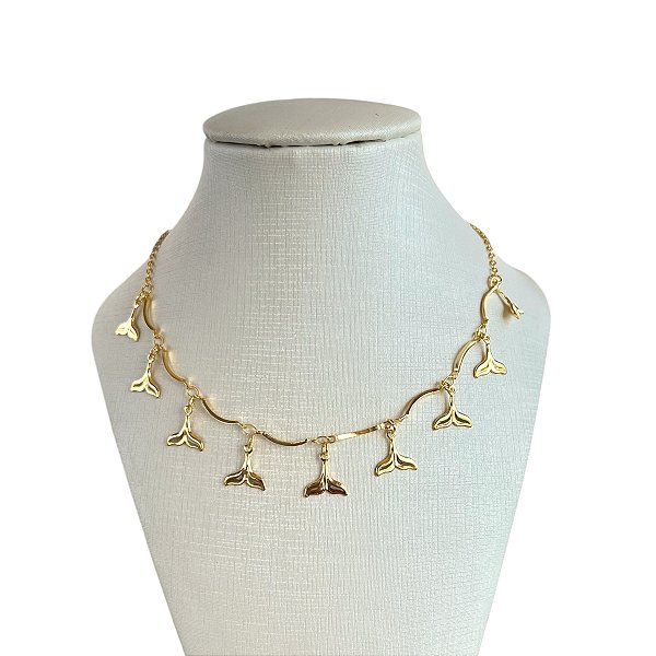 Choker Folheada Ouro 18k e Prata 925 Cauda de Sereia