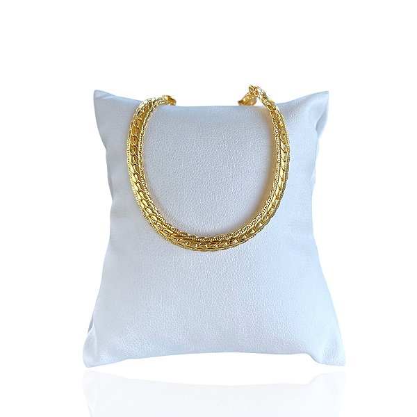 Pulseira Folheada Ouro 18k e Prata 925 Grume Laminada