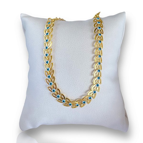 Pulseira Folheada Ouro 18k e Prata 925 Escamas Olho Grego