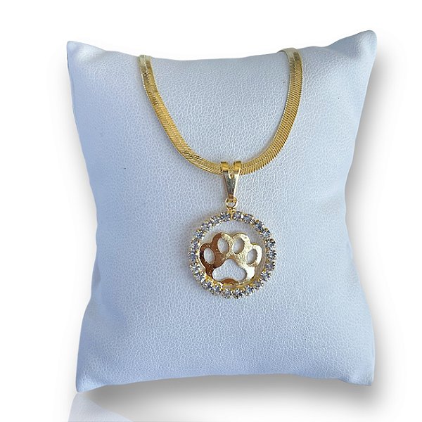 Pulseira Folheada Ouro 18k e Prata 925 Fita Laminada Pet Strass