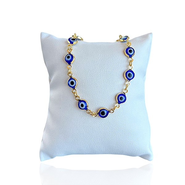 Pulseira Folheada Ouro 18k e Prata 925 Olho Grego