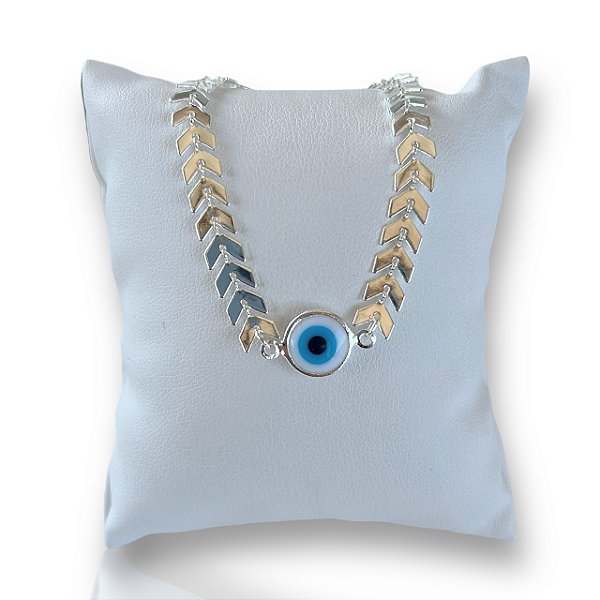 Pulseira Folheada Ouro 18k e Prata 925 Escamas Olho Grego