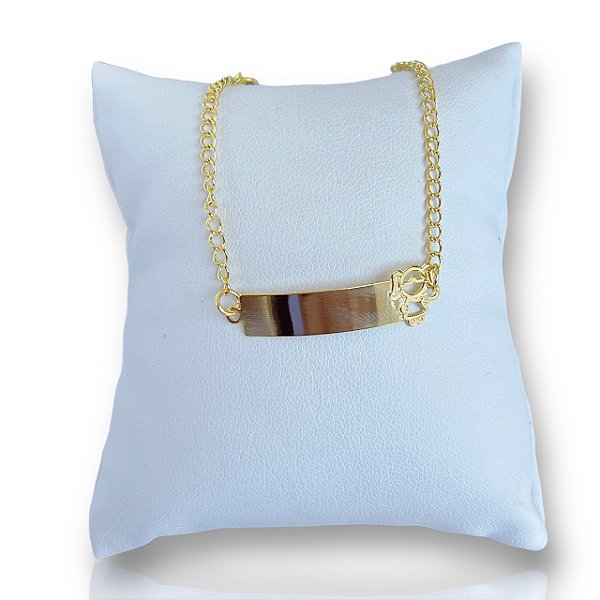 Pulseira Folheada Ouro 18k e Prata 925 Placa Infantil
