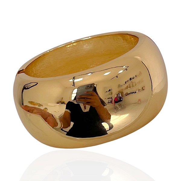 Bracelete Folheado Ouro 18k e Prata 925 Abaulado Liso