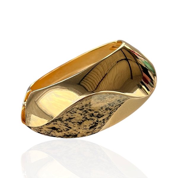 Bracelete Folheado Ouro 18k e Prata 925 Abaulado Ondulado