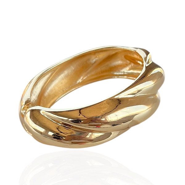 Bracelete Folheado Ouro 18k e Prata 925 Abaulado Ondulado