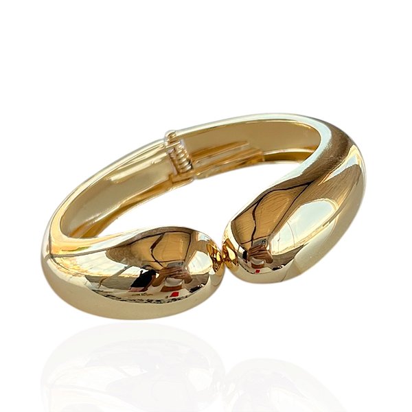 Bracelete Folheado Ouro 18k e Prata 925 Abaulado Gota Dupla