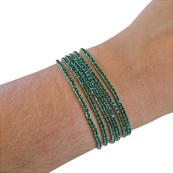 Kit 6 Pulseiras Folheada Ouro 18k Strass