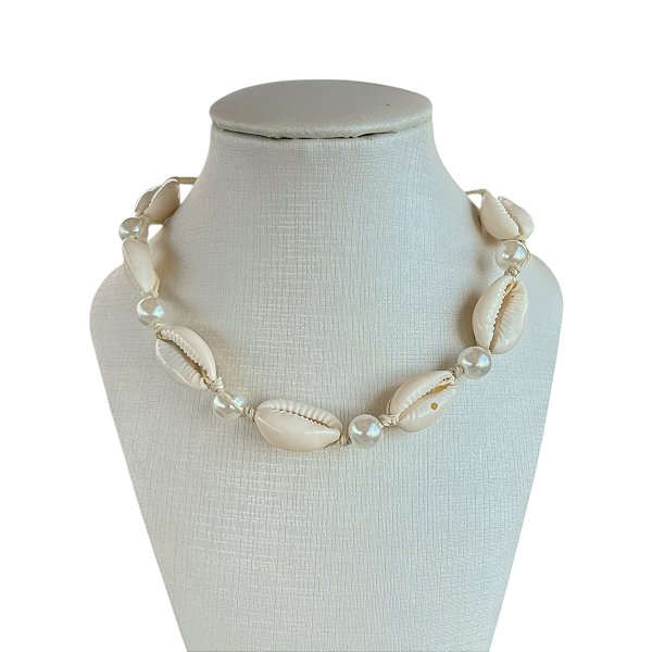 Choker Búzios Pérolas Bijuteria