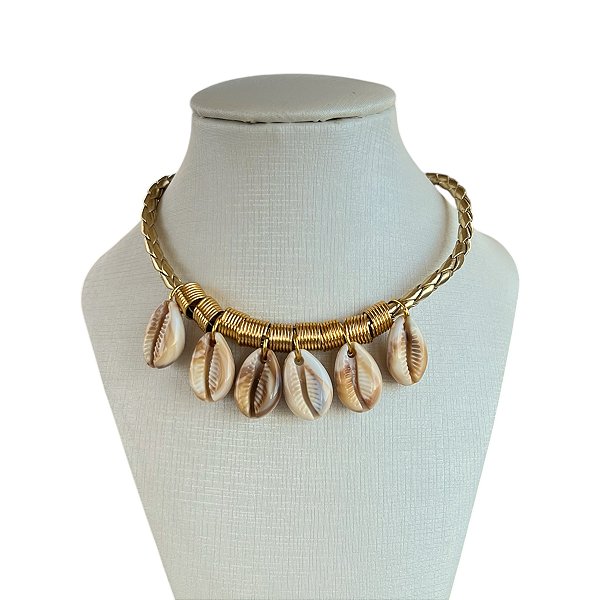 Choker Búzios Courinho Dourado Bijuteria