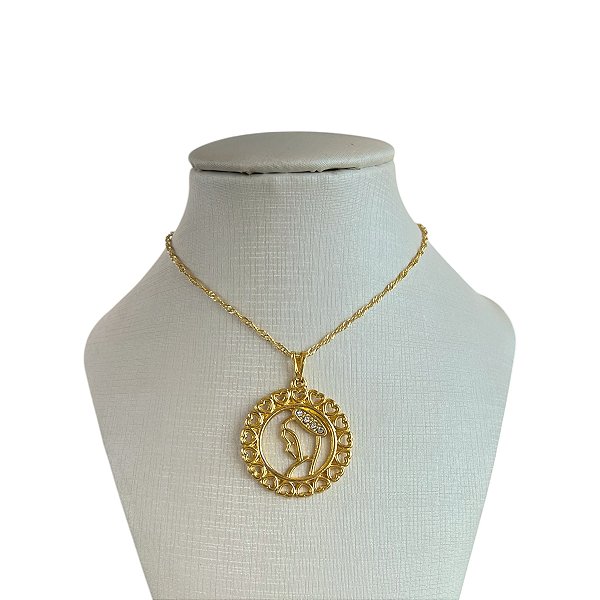 Colar Folheado Ouro 18k Mandala Nossa Senhora