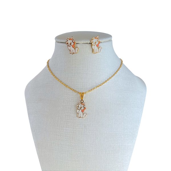 Conjunto Folheado Ouro 18k Infantil Gata Marie