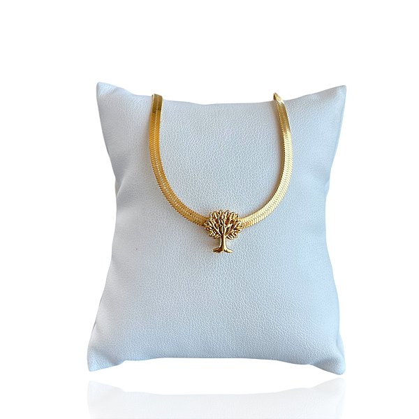 Pulseira Folheada Ouro 18k Fita Laminada Árvore Da Vida