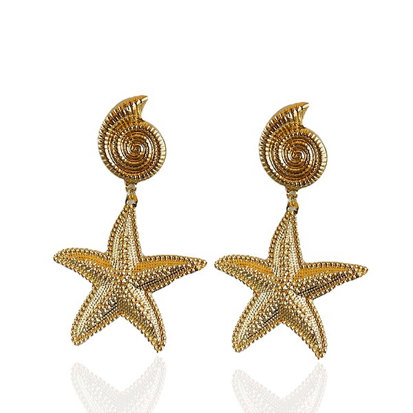 Brinco Bijuteria Ouro e Prata Estrela do Mar