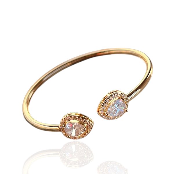 Bracelete Folheado Ouro 18k e Prata 925 Gota Cravejada