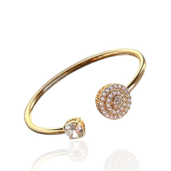 Bracelete Folheado Ouro 18k e Prata 925 Redondo Cravejado