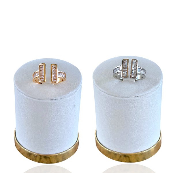 Anel Ajustável Bijuteria Dourado e Prata Inspired Cravejado