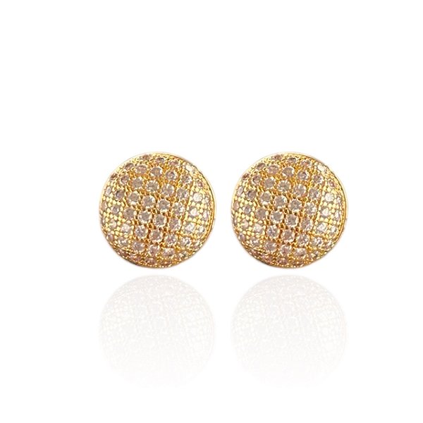 Brinco Folheado Ouro 18k e Prata 925 Redondo Cravejado