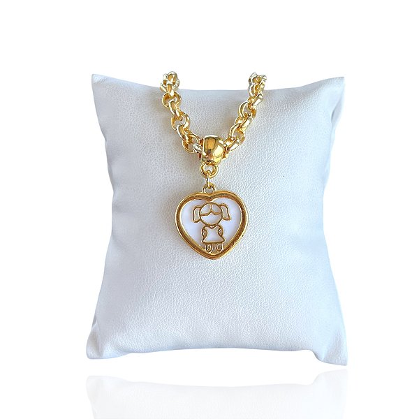 Pulseira Folheado Ouro 18k Filhos Coração Madrepérola