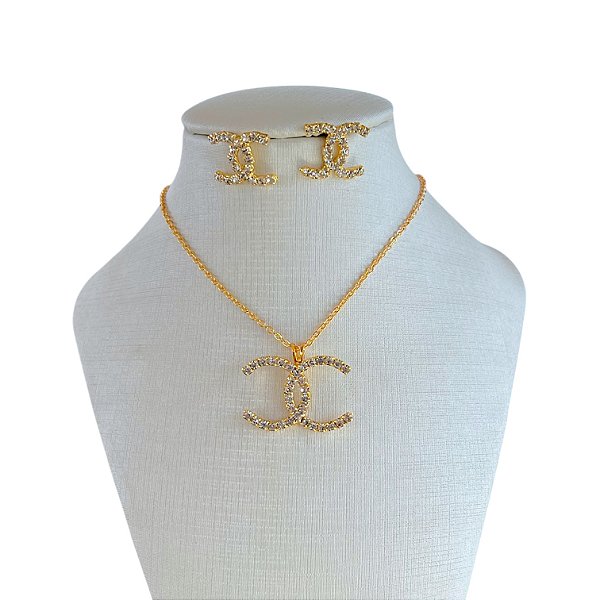 Conjunto Folheado Ouro 18k e Prata 925 Inspired Strass