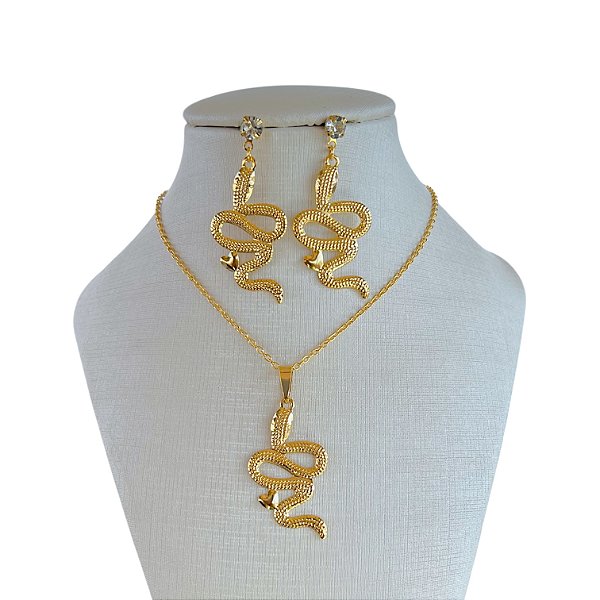 Conjunto Folheado Ouro 18k e Prata 925 Serpente