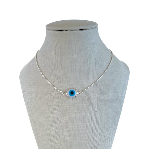 Choker Folheada Prata 925 Olho Grego