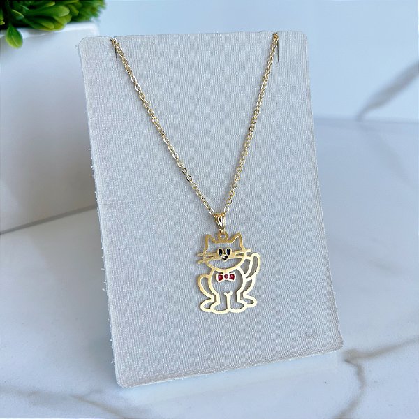 Colar Folheado Ouro 18k e Prata 925 Pet Gato