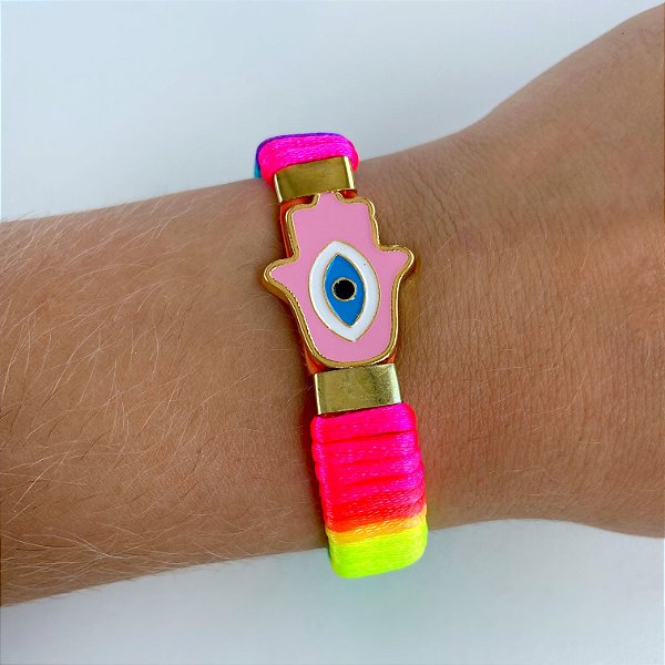 Pulseira Candy Colors Mão Hamsá