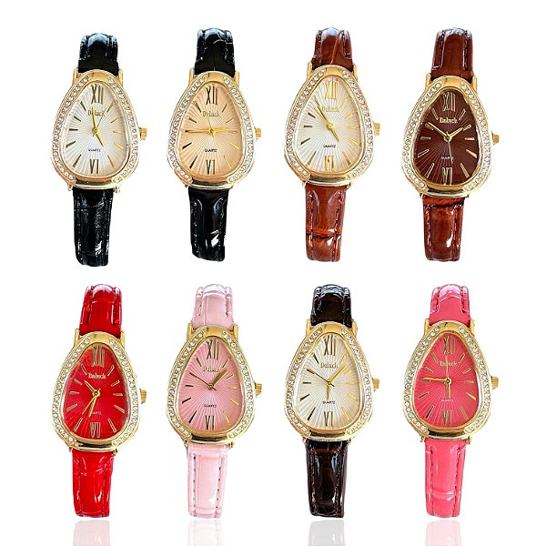 Relógio Couro Feminino Strass