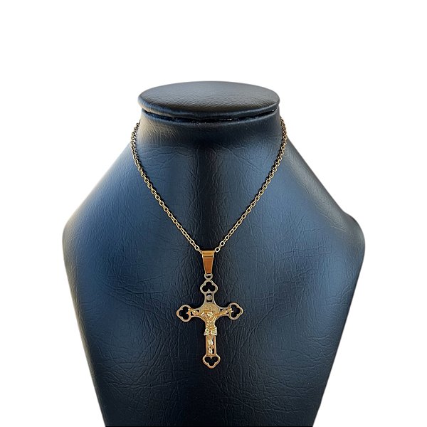 Corrente Masculina Aço Inoxidável Crucifixo