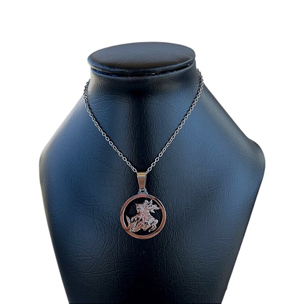 Corrente Masculina Aço Inoxidável Medalha São Jorge