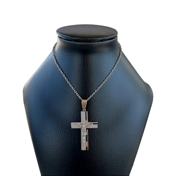 Corrente Masculina Aço Inoxidável Crucifixo