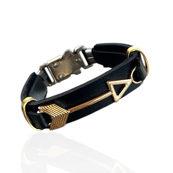 Pulseira Masculina Couro Bijuteria Flecha