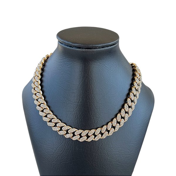 Corrente Masculina Cuban Ice Bijuteria Strass
