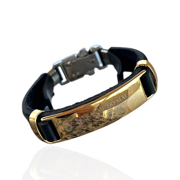 Pulseira Masculina Couro Bijuteria Livrai-nos do Mal