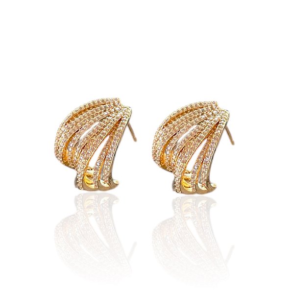Brinco Folheado Ouro 18k e Prata 925 Vírgula Cravejada