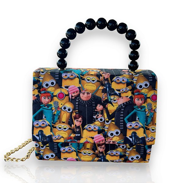 Bolsa Infantil Clutch Alça Bolinhas Minions