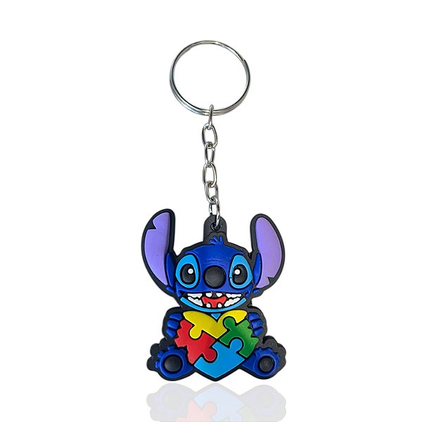 Chaveiro Emborrachado Stitch e Angel