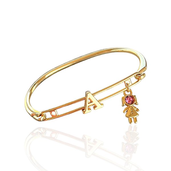 Bracelete Folheada Ouro 18k Letra Inicial Menina Color