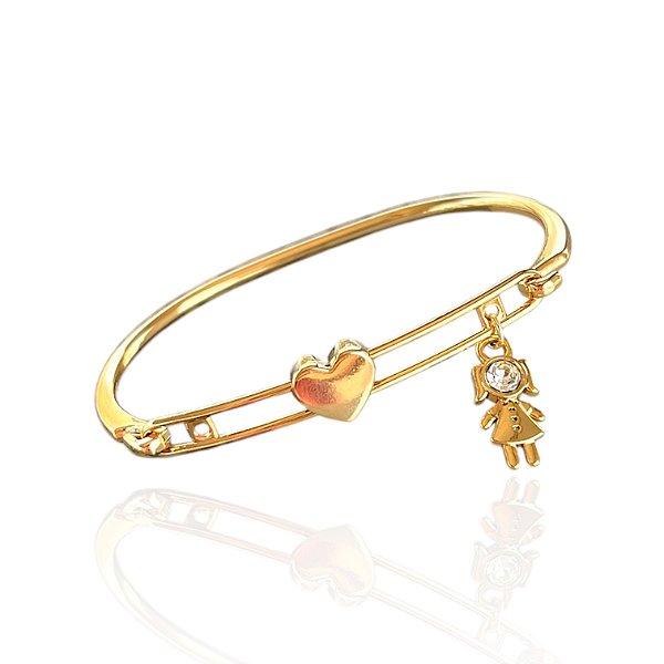 Bracelete Folheada Ouro 18k Letra Inicial Menina Transparente
